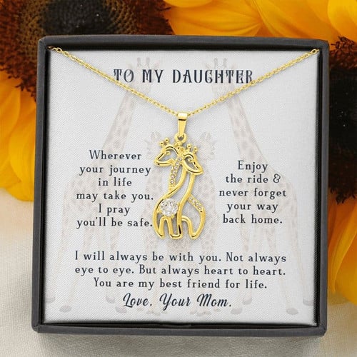 To My Daughter I Will Always Be With You Giraffe Necklace Daughter Gift, Gift for Daughter, Giraffe Pendant, giraffe gift, Love Mom