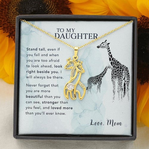 To My Daughter Stand Tall Giraffe Necklace Daughter Gift, Gift for Daughter, Giraffe Pendant, giraffe gift, Love Mom