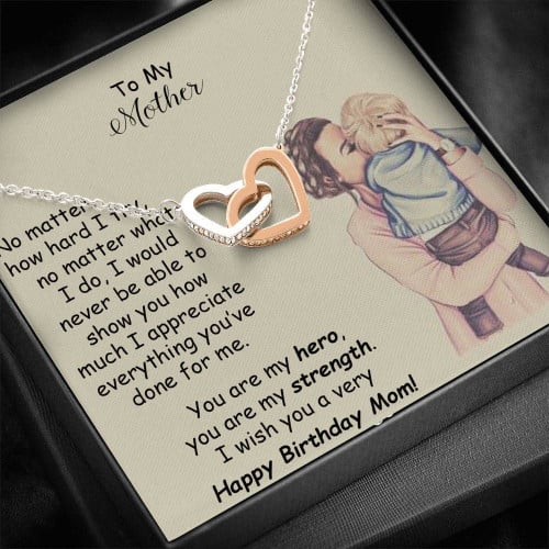 Family You Are My Hero Birthday Gift For Mom Interlocking Hearts Necklace