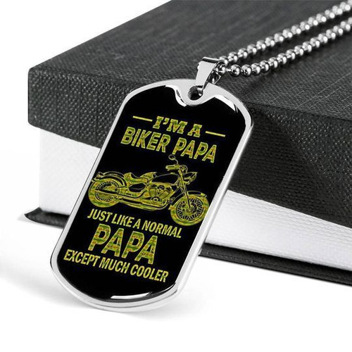 Just Like Normal Papa Except Much Cooler Dog Tag Necklace Gift For Dad