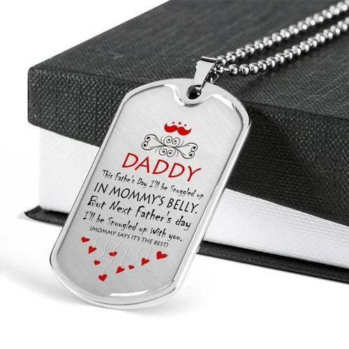 I'll Snuggled With You Dog Tag Pendant Necklace Gift For Dad