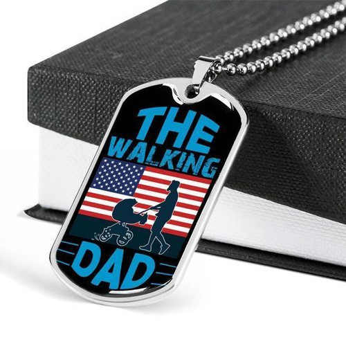 The Walking Dad Usa Flag Dog Tag Necklace Gift For Daddy