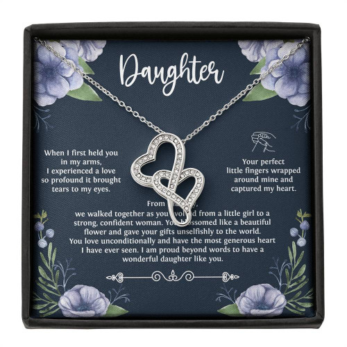 To My Daughter Gifts, When I First Held You In My Arms, Double Heart Necklace For Women, Birthday Present Ideas From Mom Dad