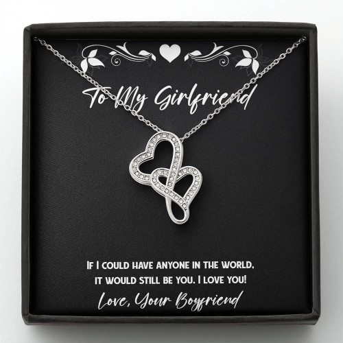 To My Girlfriend, It Would Still Be You, Double Heart Necklace For Women, Anniversary Birthday Valentines Day Gifts From Boyfriend