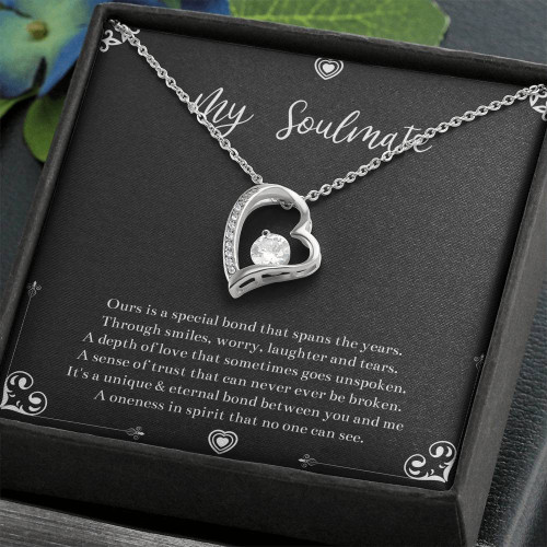 To My Soulmate, Our Special Bond Spans The Years, Forever Love Heart Necklace For Girlfriend, Anniversary Birthday Valentines Day Gifts From Boyfriend