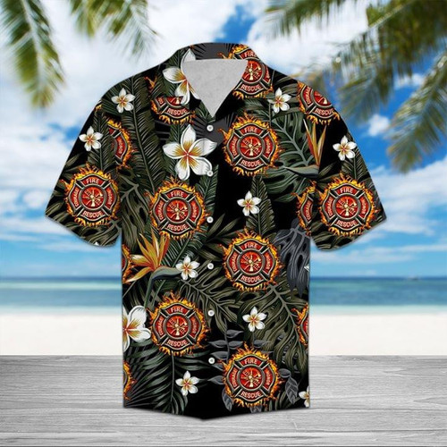 Floral Firefighter Hawaiian shirt