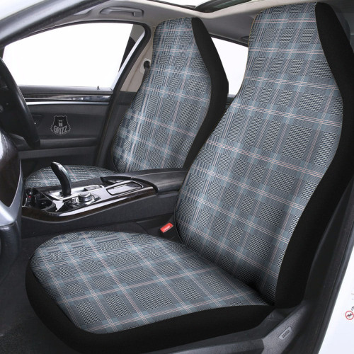 Prince Of Wales Navy Blue Check Print Car Seat Covers