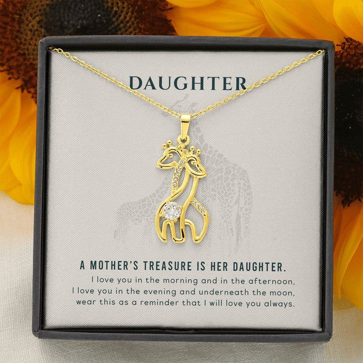 Daughter A Mother's Treasure Giraffe Necklace Daughter Gift, Gift for Daughter, Giraffe Pendant, giraffe gift, Gift From Mom