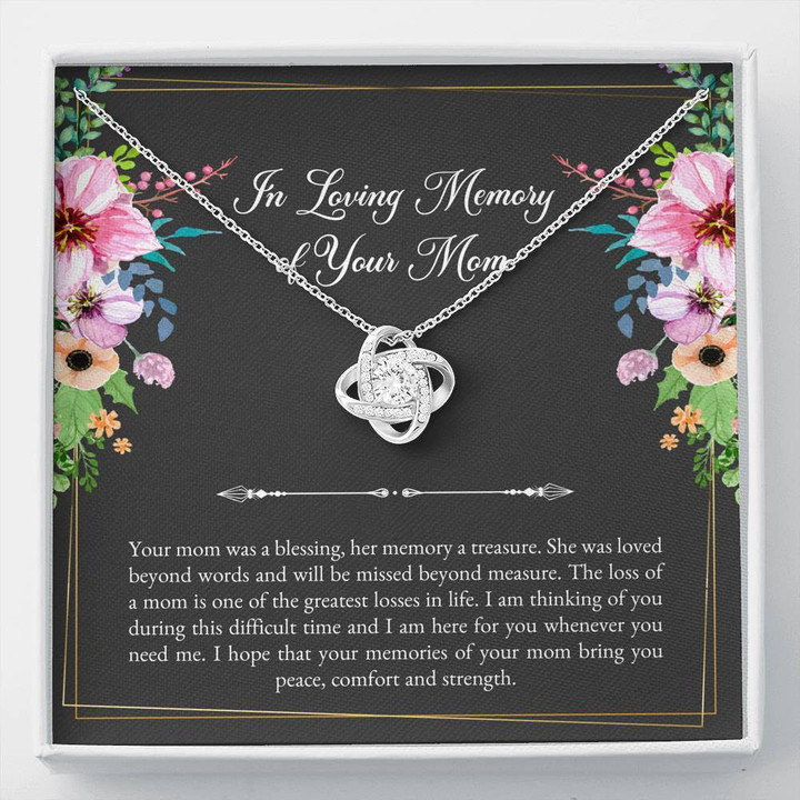 Loss of Mom Gifts, In Loving Memory, Sympathy Love Knot Necklace For Loss of Mom, Memorial Sorry For Your Loss Present