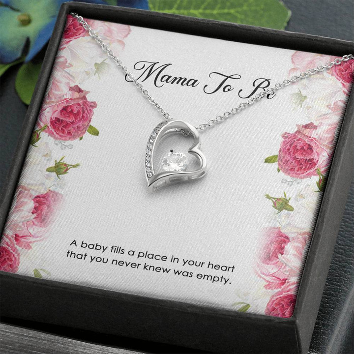 Gift for Expecting Mom, A Baby Fills A Place In Your Heart, Mom to Be Forever Love Heart Necklace For Women, Pregnancy Gift For New Mother