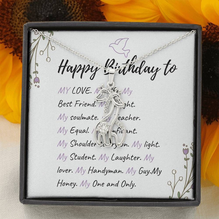 Happy Birthday Gift For Mom Wife Or Daughter Stainless Steel Giraffe Couple Necklace