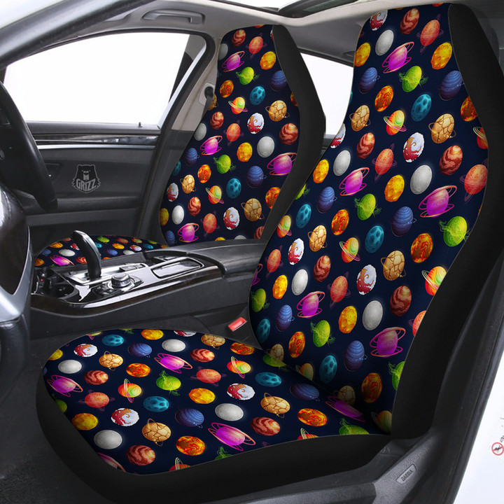 Cartoon Futuristic Planets Colorful Print Pattern Car Seat Covers