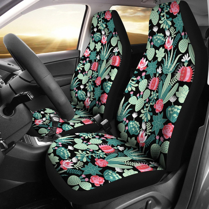 Black Cactus Pattern Print Universal Fit Car Seat Cover