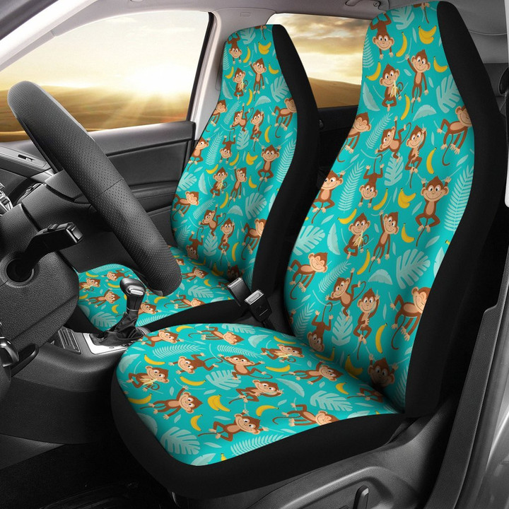 Banana Monkey Pattern Print Universal Fit Car Seat Cover