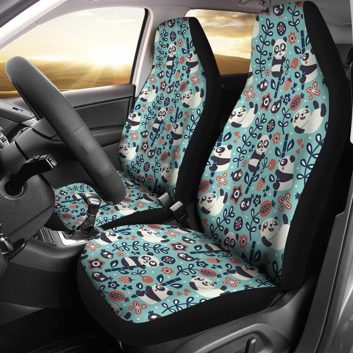 Bamboo Panda Pattern Print Universal Fit Car Seat Cover