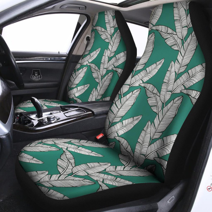 Banana Leaves Teal Print Pattern Car Seat Covers