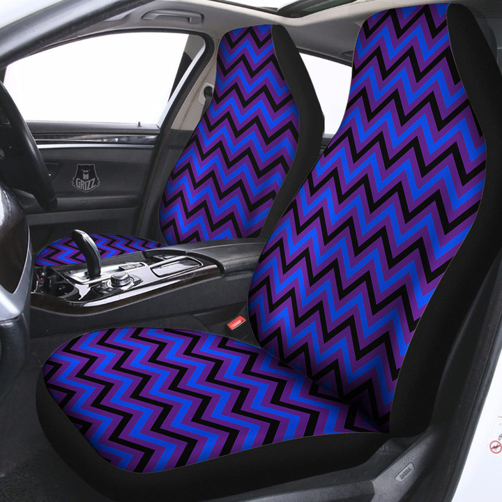 Blue Black And Purple Chevron Print Car Seat Covers