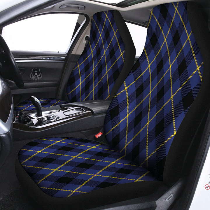 Blue Black And Yellow Plaid Print Car Seat Covers
