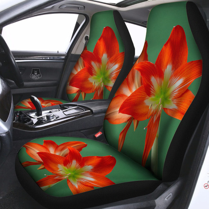 Amaryllis Orange Print Car Seat Covers