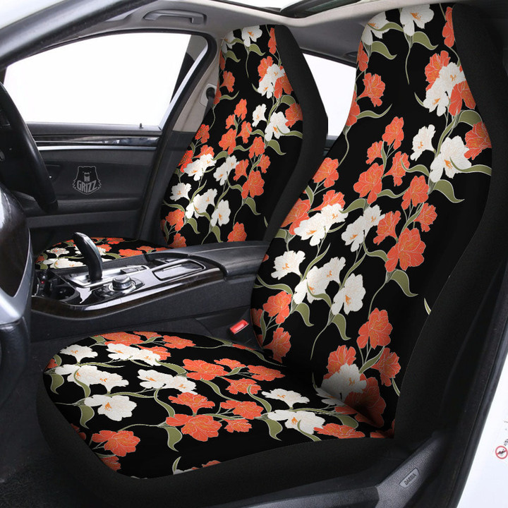 Alstroemeria Red Print Pattern Car Seat Covers