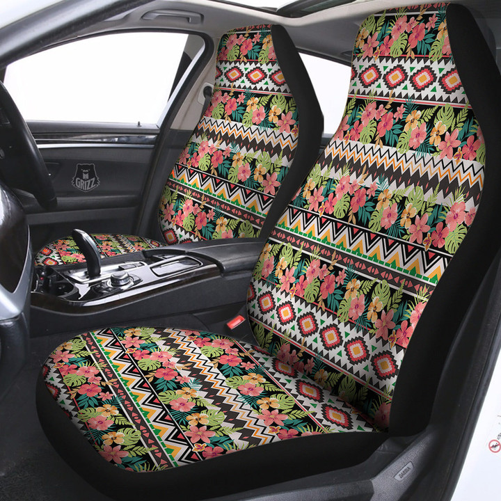 Ethnic Mix Tropical Flower Print Pattern Car Seat Covers