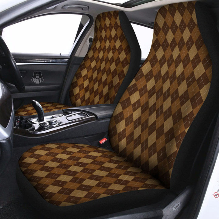 Argyle Brown Print Pattern Car Seat Covers