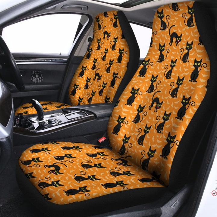 Black Cat Halloween Print Pattern Car Seat Covers