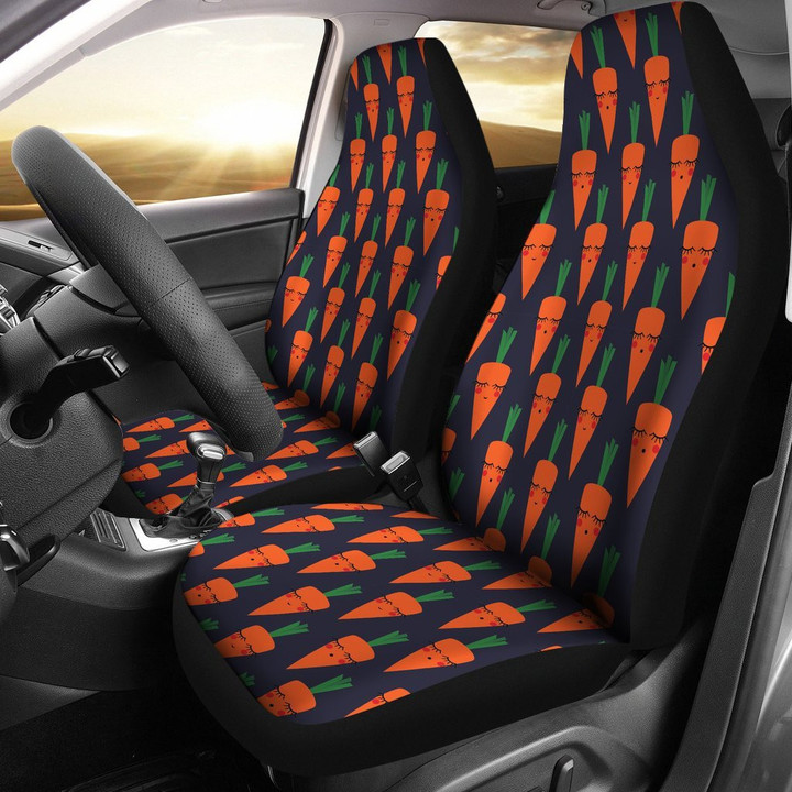 Carrot Face Pattern Print Universal Fit Car Seat Cover