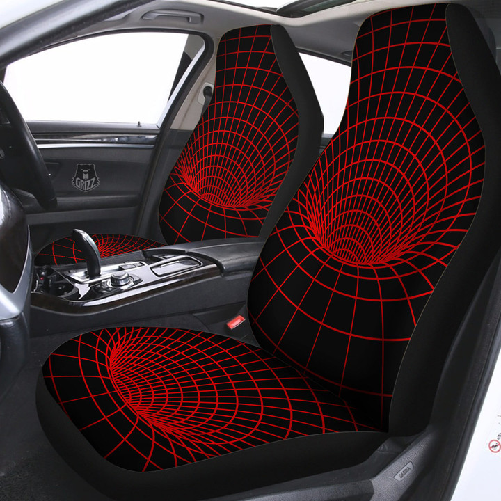 Red Techno Funnel Print Car Seat Covers