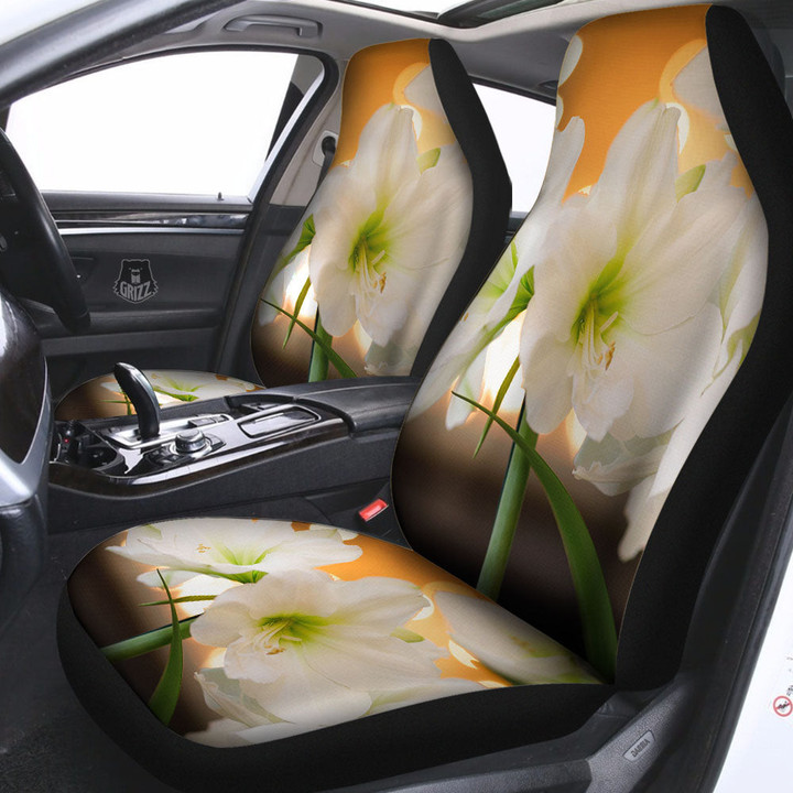 Amaryllis White Print Car Seat Covers