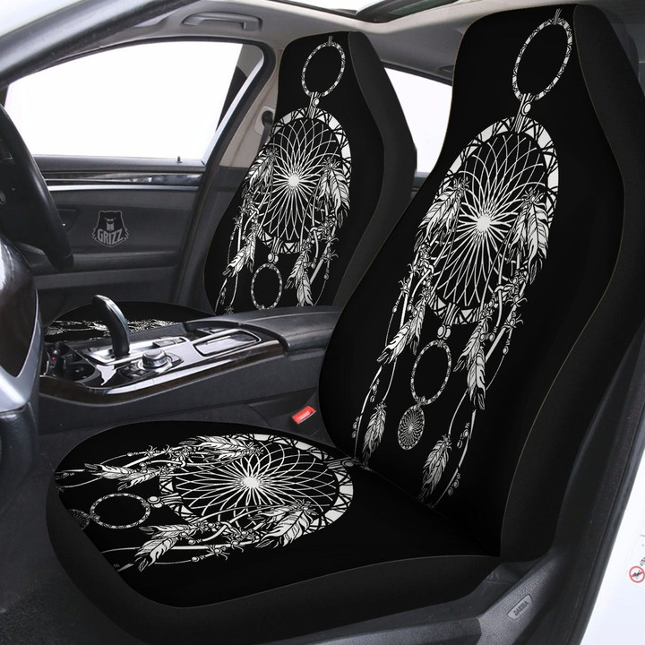 Dream Catcher White And Black Print Car Seat Covers