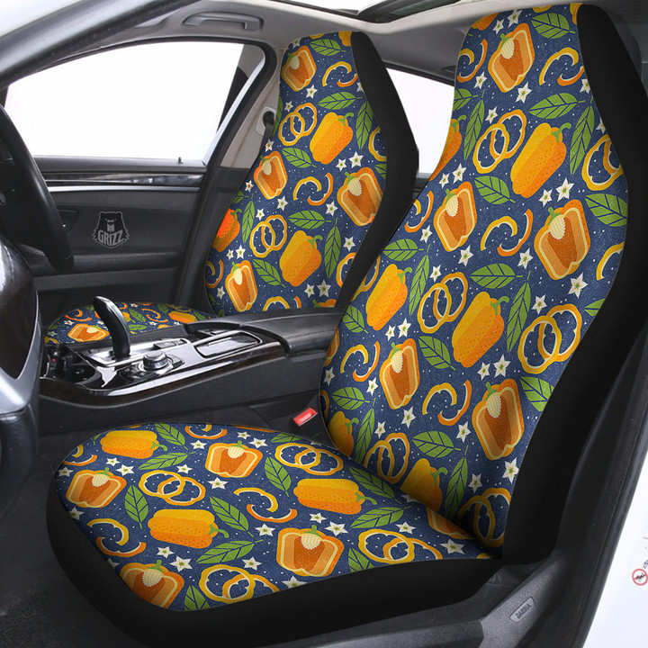 Bell Pepper Leaf Print Pattern Car Seat Covers