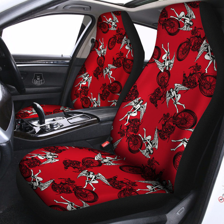 Angel And Motorcycle Print Pattern Car Seat Covers