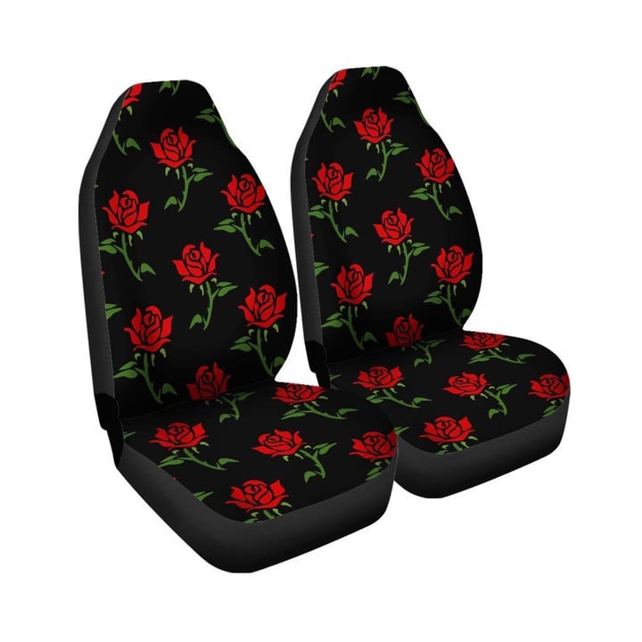 Red Doodle Rose Floral Car Seat Covers