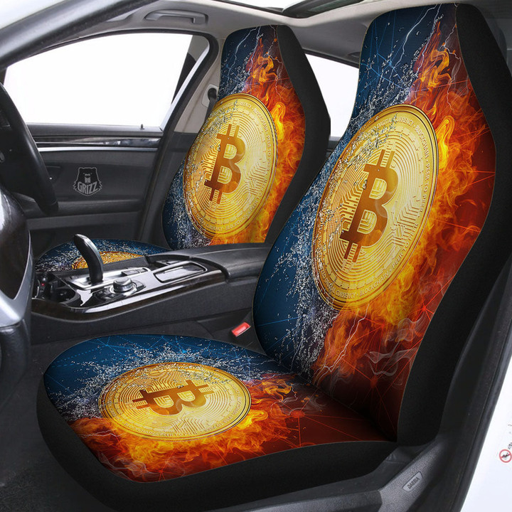 Bitcoin Water And Fire Print Car Seat Covers