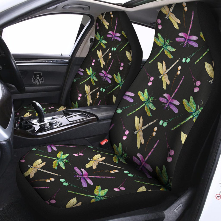 Dragonfly Black Purple And Teal Print Pattern Car Seat Covers
