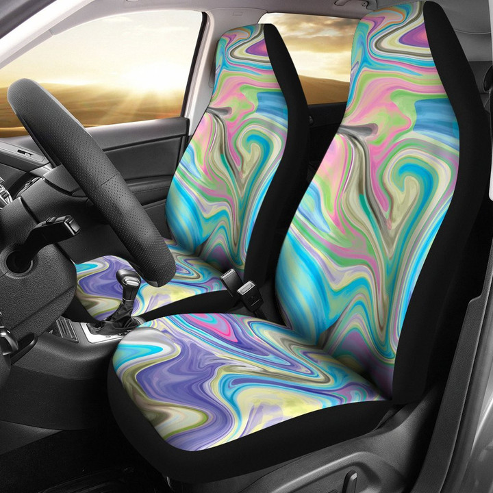 Rainbow Marble Pattern Print Universal Fit Car Seat Cover