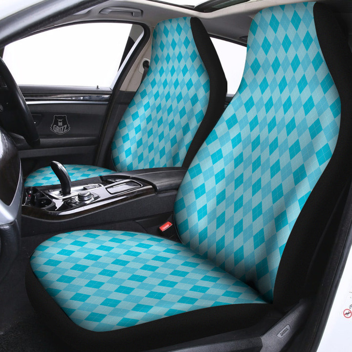Argyle Classic Blue Print Pattern Car Seat Covers