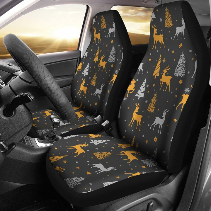 Deer Christmas Tree Pattern Print Universal Fit Car Seat Cover