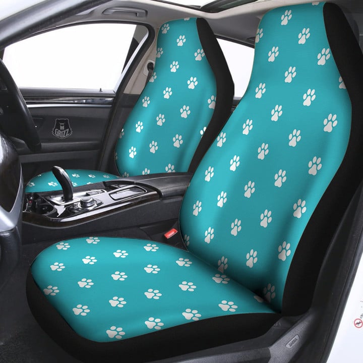Aqua Paw Print Car Seat Covers