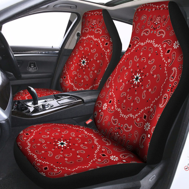 Bandana White And Red Print Car Seat Covers