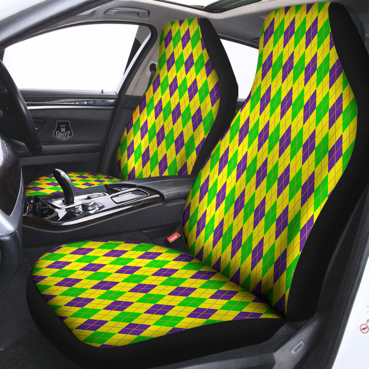 Fat Tuesday Argyle Mardi Gras Print Car Seat Covers