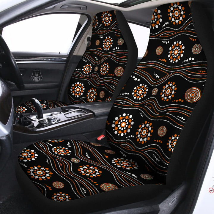 Aboriginal Orange And White Dot Print Pattern Car Seat Covers