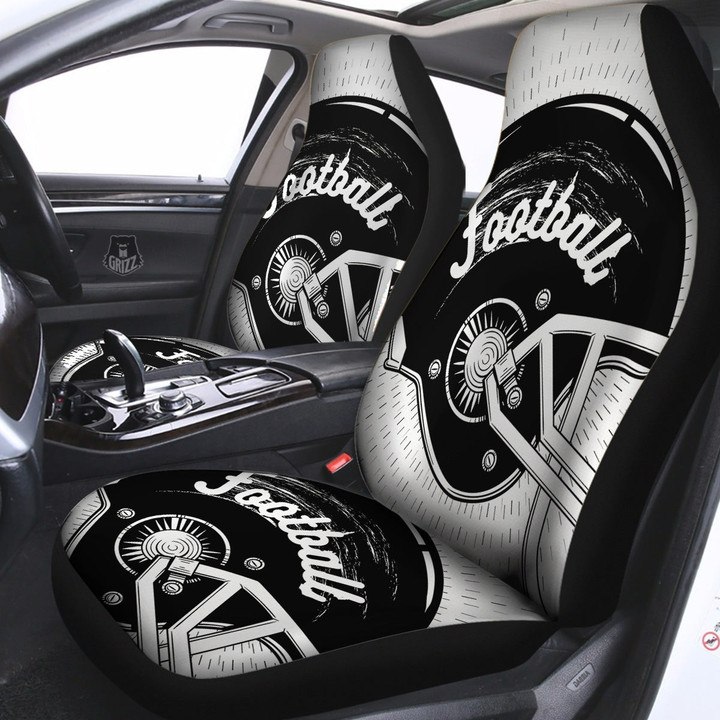 American Football White And Black Print Car Seat Covers