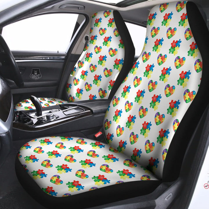 Autism Awareness Heart Print Pattern Car Seat Covers