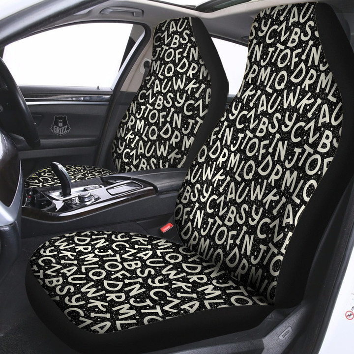 Alphabet Black Print Pattern Car Seat Covers