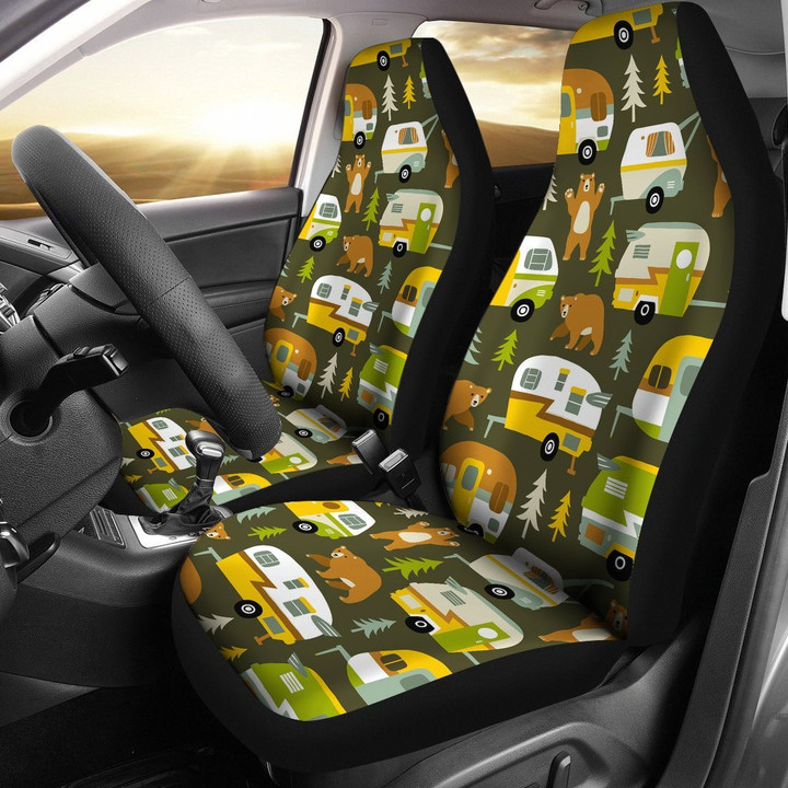 Camper Van Print Pattern Universal Fit Car Seat Covers