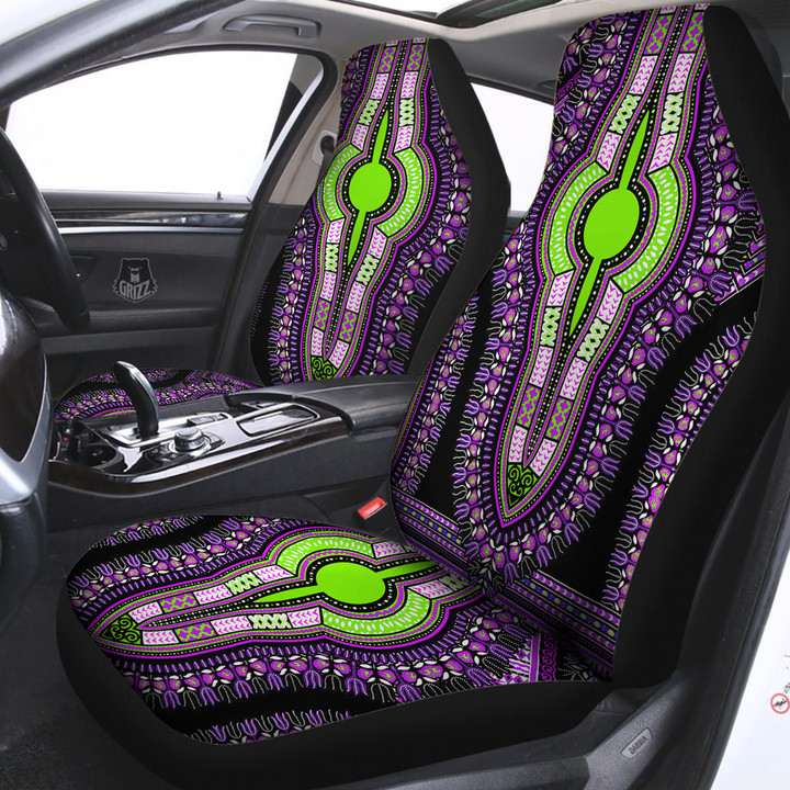 African Dashiki Purple And Black Print Car Seat Covers