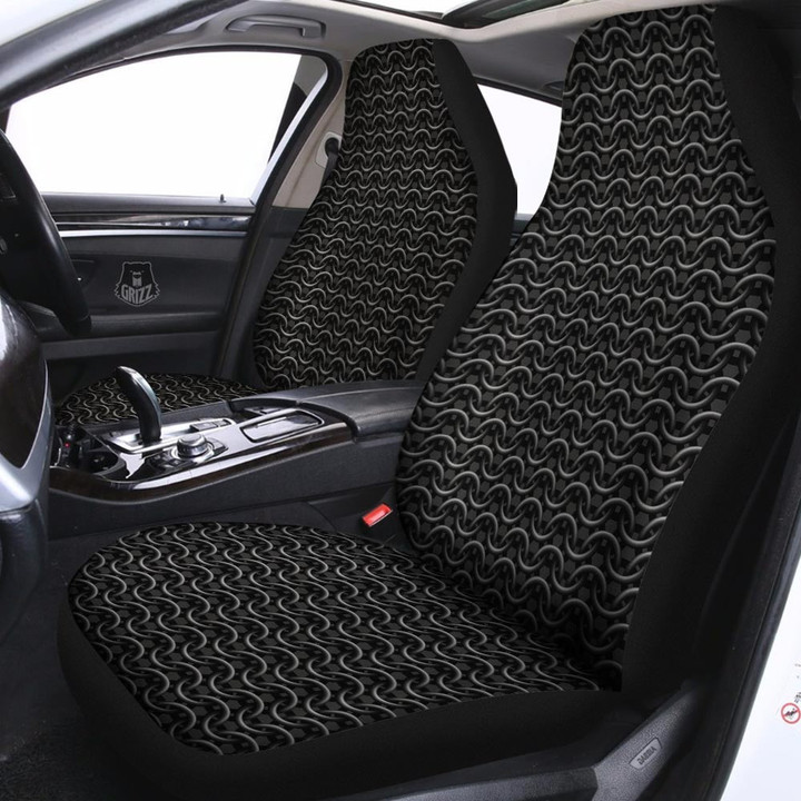 Chainmail Black Print Pattern Car Seat Covers