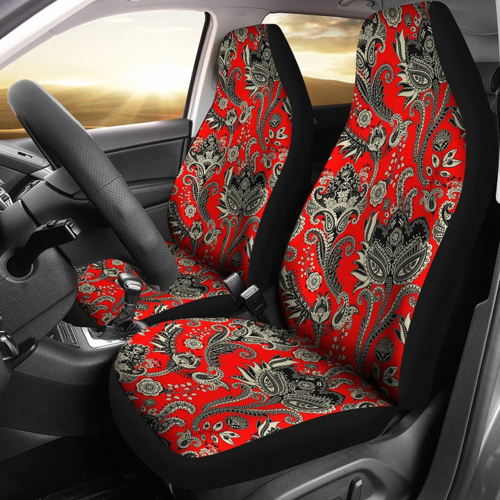 Red Paisley Pattern Print Universal Fit Car Seat Cover